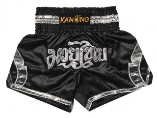 Kanong Muay Thaiboksing Shorts Kickboksing : KNS-144-Svart-Sølv
