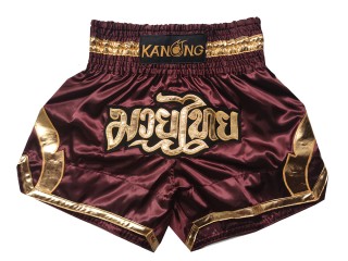 Kanong Muay Thaiboksing Shorts Kickboksing : KNS-144-rødbrun