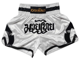 Kanong Muay Thaiboksing Shorts Kickboksing : KNS-144-Hvit