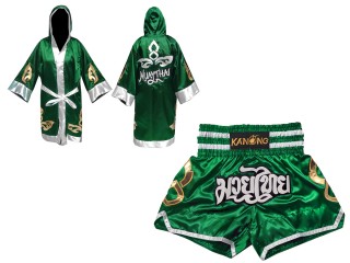 Personlig Kanong Muay Thai Bokseklær + Muay Thai Shorts : Set-143-Grønn
