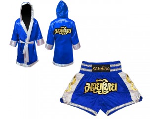 Personlig Kanong Muay Thai Bokseklær + Muay Thai Shorts : Set-141-Blå