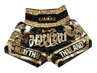 Kanong Muay Thai boksing Shorts barn : KNS-136-Svart-K