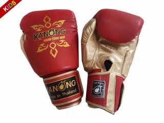 Kanong Muay Thai bokse hansker barn junior : Thai Power Rød/Gull