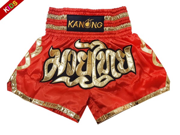 Kanong Shorts Kickboksing for barn: KNS-121-Rød
