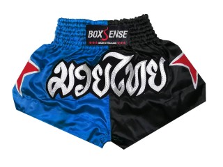 Boxsense Muay Thai Boksning Shorts  : BXS-089-Blå-Svart