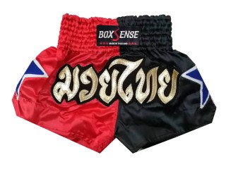 Boxsense Muay Thai Boksning Shorts  : BXS-089-Rød-Svart