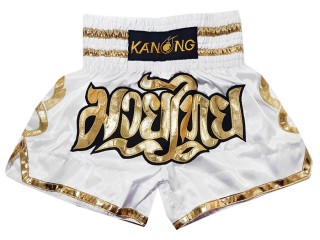 Kanong Muay Thaiboksing Shorts Kickboksing : KNS-121-Hvit