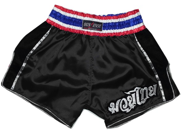 Boxsense Retro Muay Thai Shorts for barn : BXSRTO-001-Svart