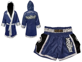 Personlig Kanong Muay Thai Boksekåpe + Muay Thai Shorts : Marineblå