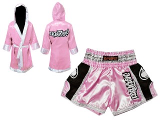 Personlig Kanong Muay Thai Boksekåpe + Muay Thai Shorts : Rosa