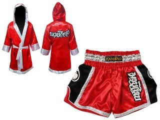 Personlig Kanong Muay Thai Boksekåpe + Muay Thai Shorts : Rød