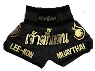 Personlig Muay Thai Shorts : KNSCUST-1018 Svart 