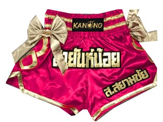 Personlig Muay Thai Shorts : KNSCUST-1022 Rosa