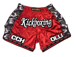 Personlig Muay Thai Shorts : KNSCUST-1026 Rød