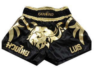 Personlig Muay Thai Shorts : KNSCUST-1046 Svart Elephant