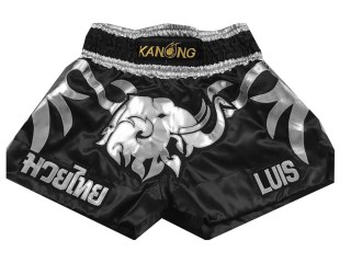 Personlig Muay Thai Shorts : KNSCUST-1047  Svart Elephant