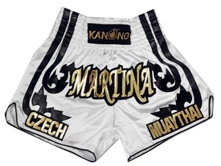 Personlig Muay Thai Shorts : KNSCUST-1064 Hvit