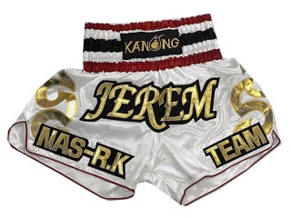 Personlig Muay Thai Shorts : KNSCUST-1101 Hvit