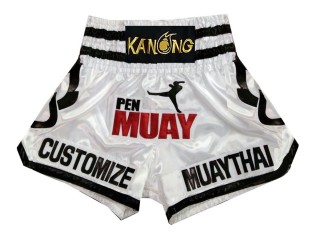 Personlig Muay Thai Shorts : KNSCUST-1114 Hvit