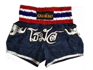 Personlig Muay Thai Shorts : KNSCUST-1142 Marineblå Elephant