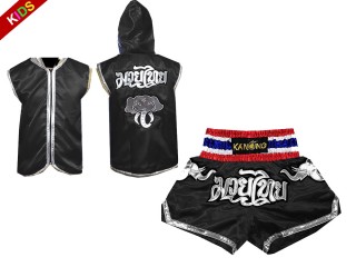 Kanong Muay Thai Gensere + Muay Thai Shorts barn : Svart/Elefant