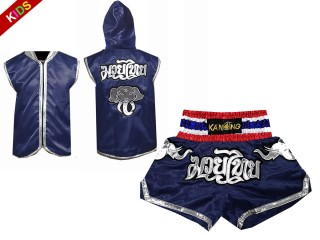 Kanong Muay Thai Gensere + Muay Thai Shorts barn : Marineblå/Elefant