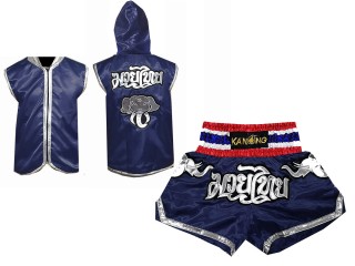 Personlig Kanong Muay Thai Gensere + Muay Thai Shorts : Marineblå/Elefant