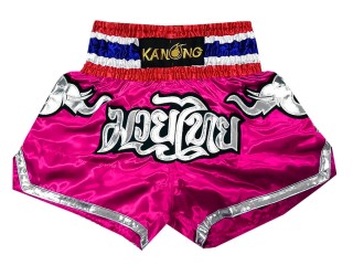 Kanong Muay Thaiboksing Shorts Kickboksing dame : KNS-125-Mørk Rosa Elefant 