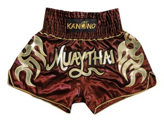 Kanong Muay Thaiboksing Shorts Kickboksing : KNS-134-rødbrun