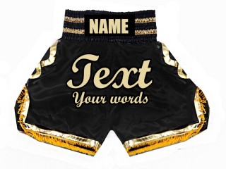 Personlig Boxing Shorts : KNBSH-023-Svart-Gull