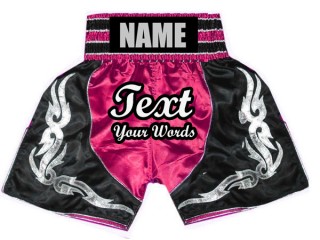 Personlig Boxing Shorts : KNBSH-024-Mørk Rosa-Svart