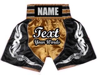 Personlig Boxing Shorts : KNBSH-024-Gull-Svart