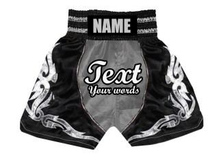 Personlig Boxing Shorts : KNBSH-024-Sølv-Svart