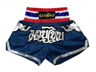 Kanong Muay Thaiboksing Shorts for barn : KNS-125-Marineblå-K