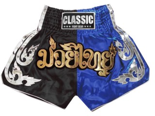 Classic Muay Thai Boksing Shorts : CLS-015-Svart-Blå