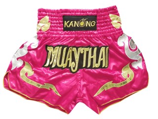 Kanong Muay Thaiboksing Shorts Kickboksing dame : KNS-126-Mørk Rosa