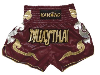 Kanong Muay Thaiboksing Shorts Kickboksing : KNS-126-rødbrun