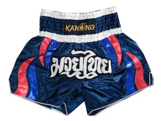 Kanong Muay Thaiboksing Shorts Kickboksing : KNS-138-Marineblå