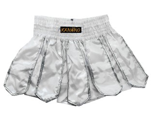 Kanong Gladiator Muay Thaiboksing Shorts Kickboksing : KNS-139-Hvit