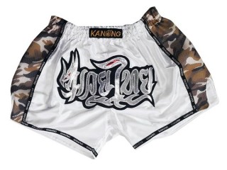 Kanong Retro Muay Thai Shorts : KNSRTO-231-Hvit