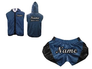 Personlig Kanong Muay Thai Gensere + Muay Thai Shorts : Marineblå Retro