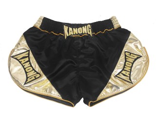 Kanong Retro Muay Thai Shorts Dam : KNSRTO-201-Svart-Gull