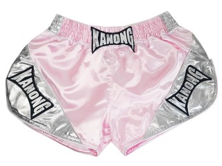 Kanong Retro Muay Thai Shorts dame : KNSRTO-201-Rosa-Sølv